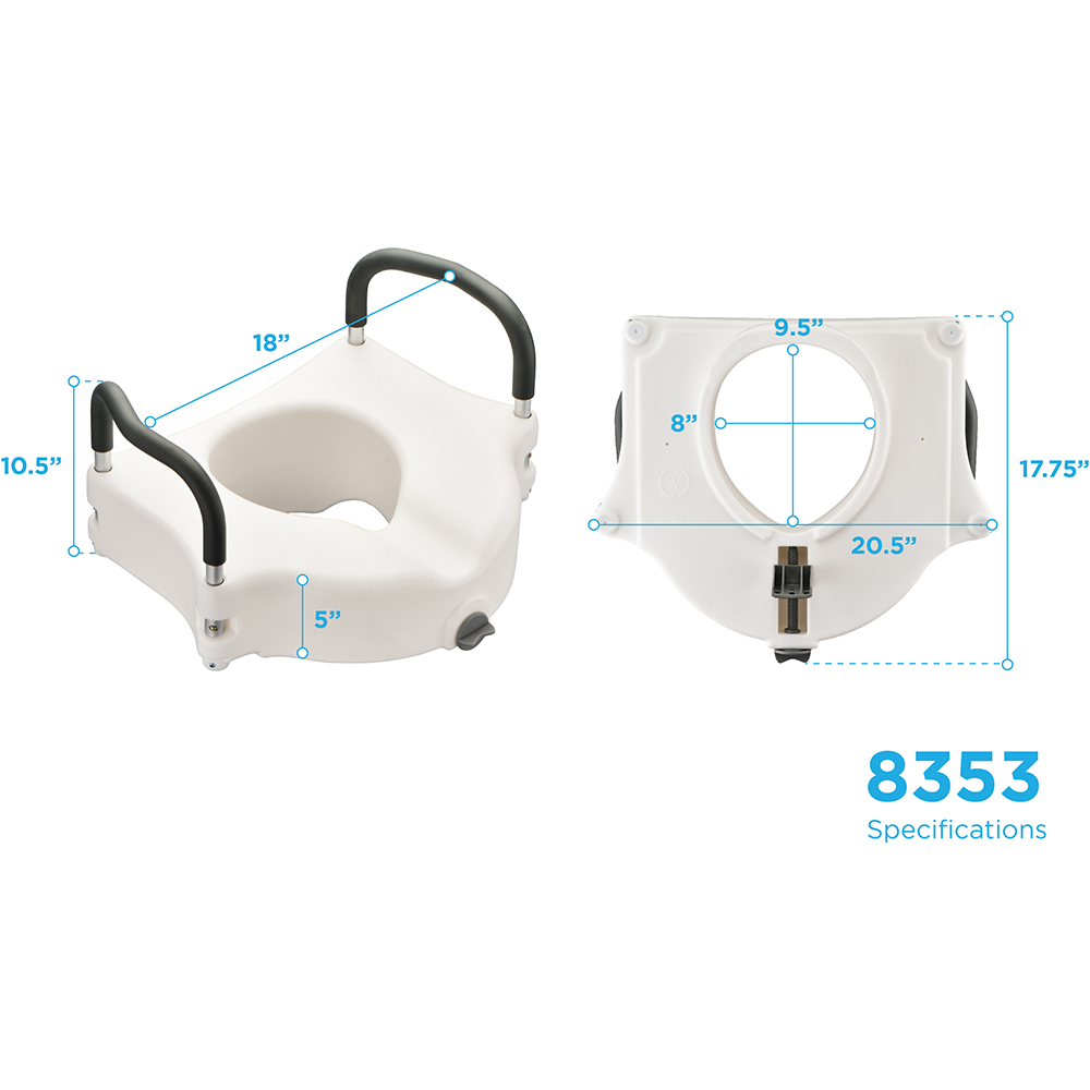 Toilet Seat Riser with arms specs